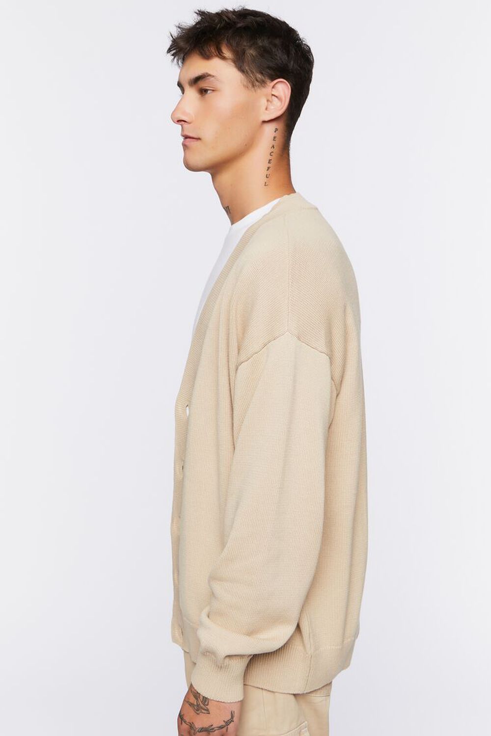 TAUPE Drop-Sleeve Cardigan Sweater, image 2