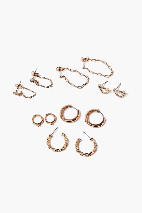 GOLD/CLEAR Variety Hoop Earring Set, image 1