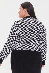 BLACK/MULTI Plus Size Checkered Sweater, image 3