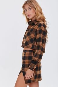 BROWN/BLACK Plaid Shirt & Buttoned Skirt Set, image 2
