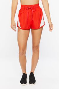 FIERY RED/WHITE Active Side-Striped Drawstring Shorts, image 2