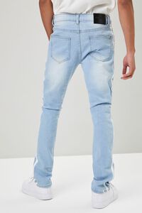 LIGHT DENIM Striped Slim-Fit Moto Jeans, image 4