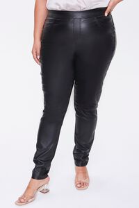 BLACK Plus Size Faux Leather Pants, image 2