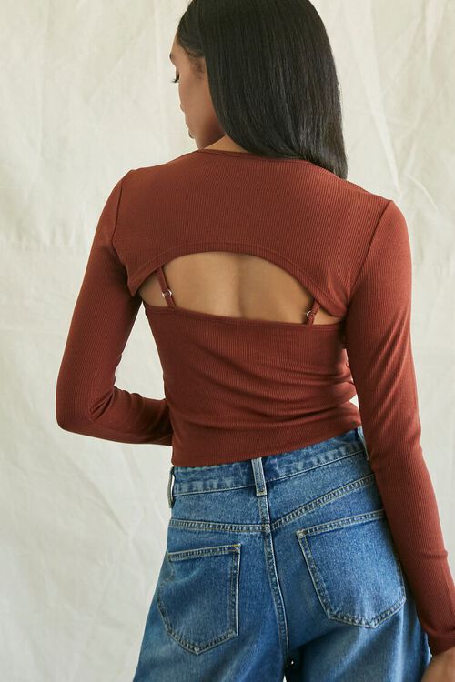 CHOCOLATE Super Cropped Rib-Knit Top, image 3