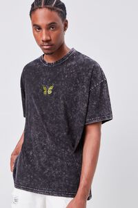 CHARCOAL/YELLOW Butterfly Embroidered Graphic Tee, image 1