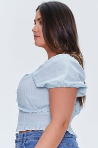 BLUE/WHITE Plus Size Gingham Crop Top, image 2