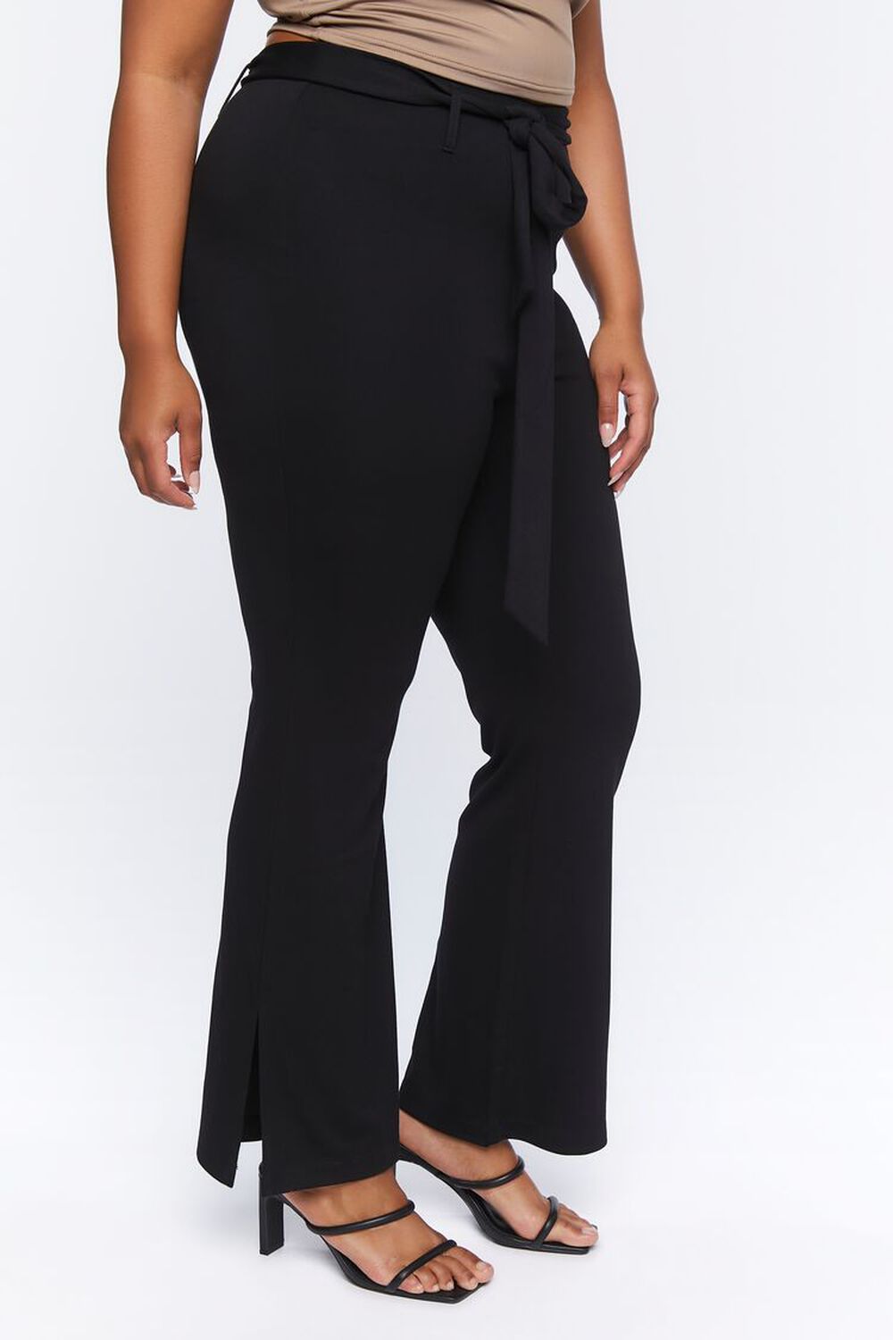 Plus Size Belted Flare Pants, image 3