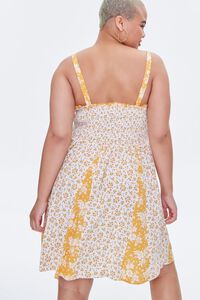 CREAM/YELLOW Plus Size Reworked Floral Mini Dress, image 4