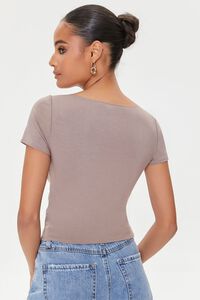 TAUPE Cutout Button-Loop Tee, image 3