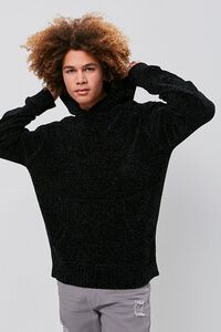 BLACK Chenille Sweater-Knit Hoodie, image 1