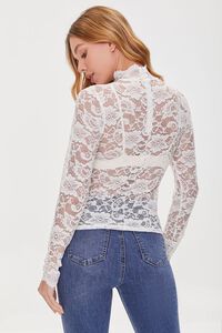 CREAM Sheer Lace Mock Neck Top, image 3