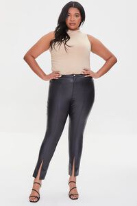 BLACK Plus Size Faux Leather Skinny Pants, image 1