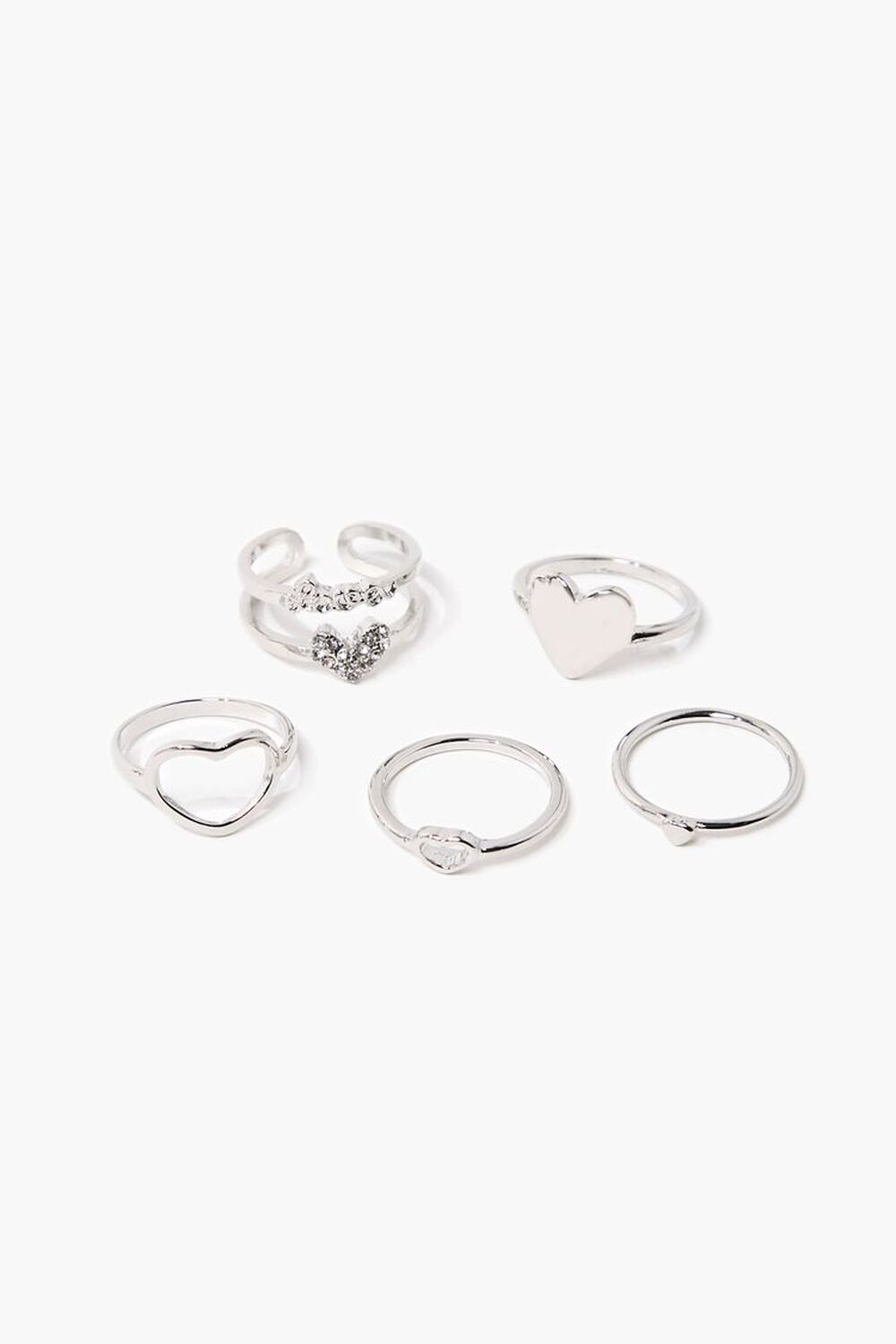 SILVER Heart Charm Ring Set, image 1