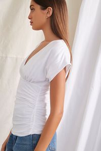 WHITE Ruched Cap Sleeve Top, image 2