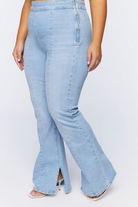 LIGHT DENIM Plus Size High-Rise Split Flare Jeans, image 4