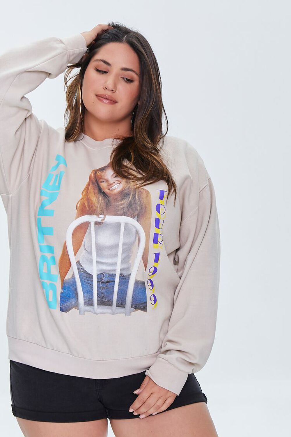 TAUPE/MULTI Plus Size Britney Spears Pullover, image 1