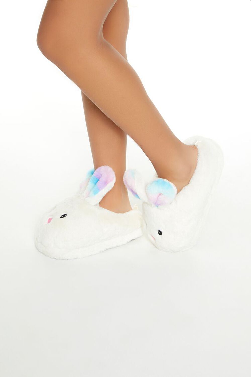 WHITE/MULTI Plush Bunny Rabbit House Slippers, image 1