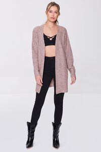 DARK BROWN Marled Open-Front Cardigan Sweater, image 4