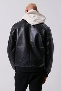 BLACK/CREAM Faux Leather Zip-Up Jacket, image 3
