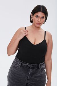 BLACK Plus Size Ribbed Knit Cami, image 1