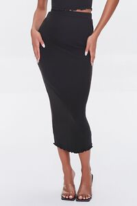 BLACK Mock Neck Top & Midi Skirt Set, image 5