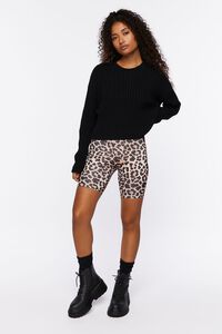 TAN/BLACK Leopard Print Biker Shorts, image 5