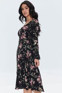 BLACK/MULTI Plus Size Floral Print Midi Dress, image 2