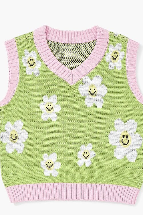 GREEN/MULTI Girls Flower Sweater Vest (Kids), image 3