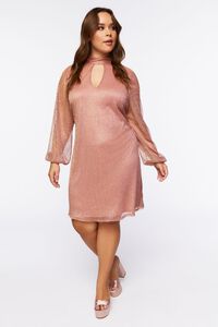 ROSE/GOLD Plus Size Plisse Cutout Mini Dress, image 4