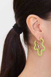 GREEN Faux Gem Wavy Hoop Earrings, image 1
