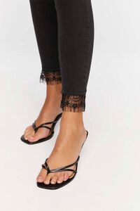 WASHED BLACK Lace-Trim Mid-Rise Skinny Jeans, image 5