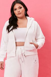 IVORY/SILVER Plus Size Juicy Couture Velour Zip-Up Jacket, image 7