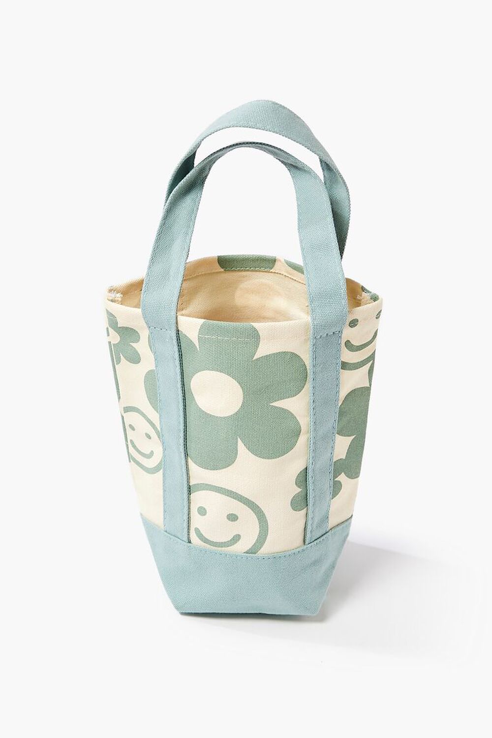 MINT/NATURAL Floral & Happy Face Tote Bag, image 1