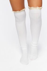 WHITE Crochet-Trim Over-the-Knee Socks, image 5