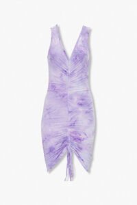 LAVENDER/CREAM Ruched Tie-Dye Bodycon Dress, image 1