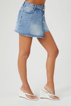 Asymmetrical Denim Mini Skirt
