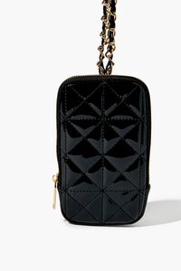 BLACK Faux Patent Leather Mini Crossbody Bag, image 2