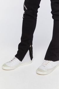 BLACK/WHITE Zip-Hem Embroidered Skinny Jeans, image 5