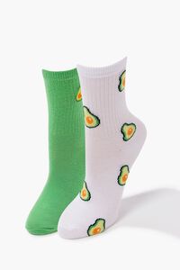 GREEN Avocado Print Crew Sock Set - 2 pack, image 1