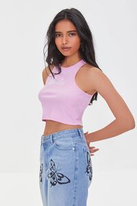 PINK/WHITE Embroidered Barbie Crop Top, image 3