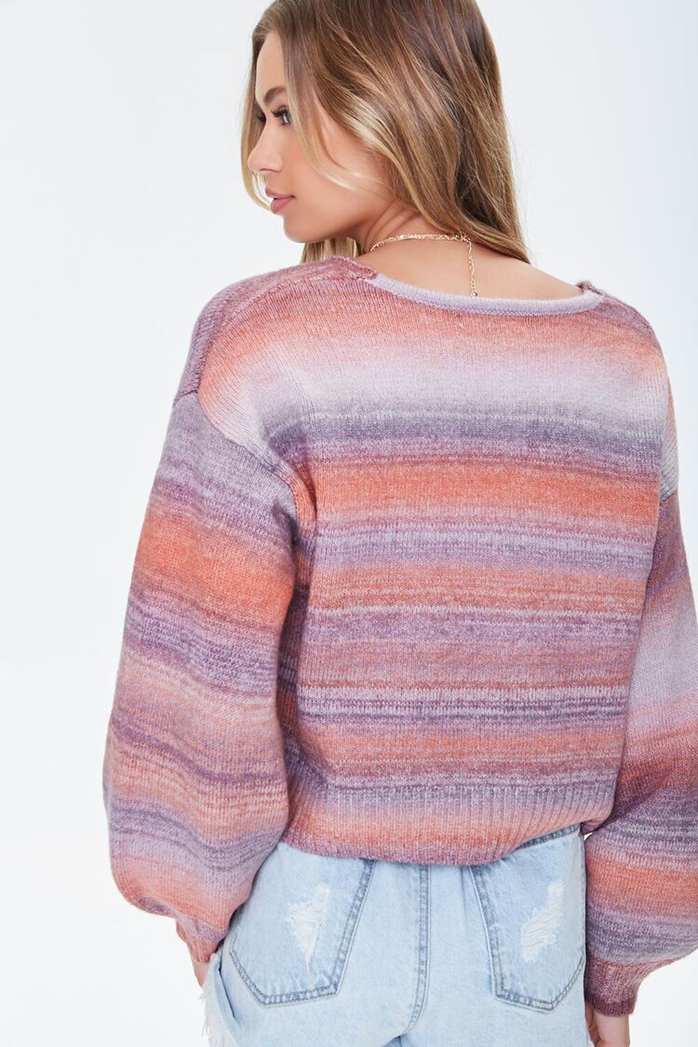 RUST/MULTI Striped V-Neck Sweater, image 3