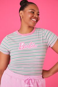 PINK/MULTI Plus Size Striped Barbie Graphic Tee, image 6