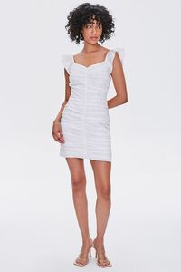 WHITE Ruched Cap-Sleeve Sheath Dress, image 4