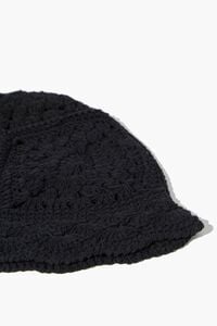 BLACK Crochet Scalloped-Trim Bucket Hat, image 4