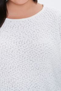 WHITE Plus Size Popcorn Knit Sweater, image 5