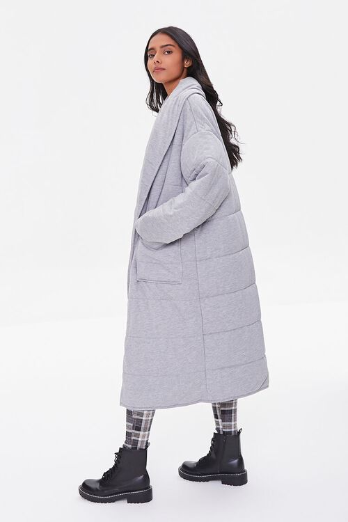 HEATHER GREY Quilted Open-Front Duster Coat, image 2