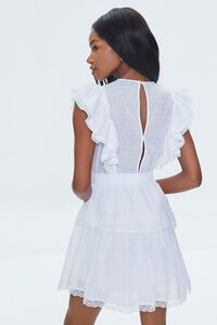 WHITE Clip Dot Lace Ruffled Mini Dress, image 3
