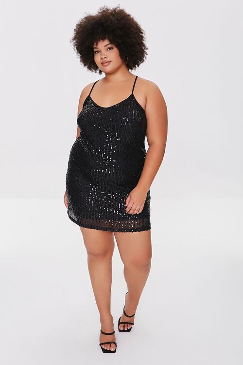 BLACK Plus Size Sequin Cami Dress, image 4