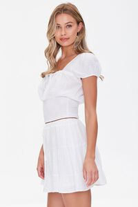 WHITE Self-Tie Smocked Top & Tiered Skirt Set, image 2