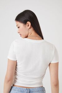 WHITE Ruched Cropped Tee, image 3